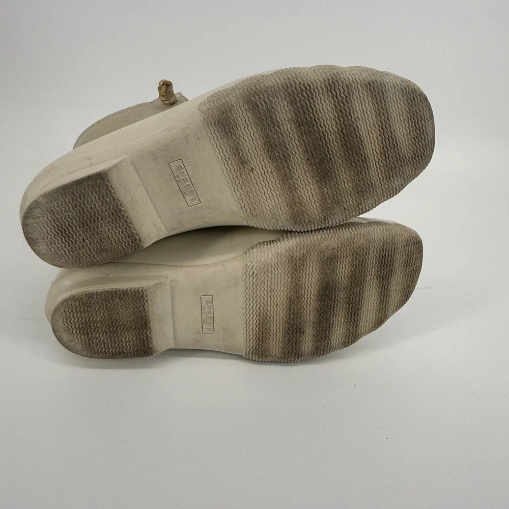 Sperry Saltwater Duck Boots Womens Size 10 Beige‎ Excellent Water Resistant Zip